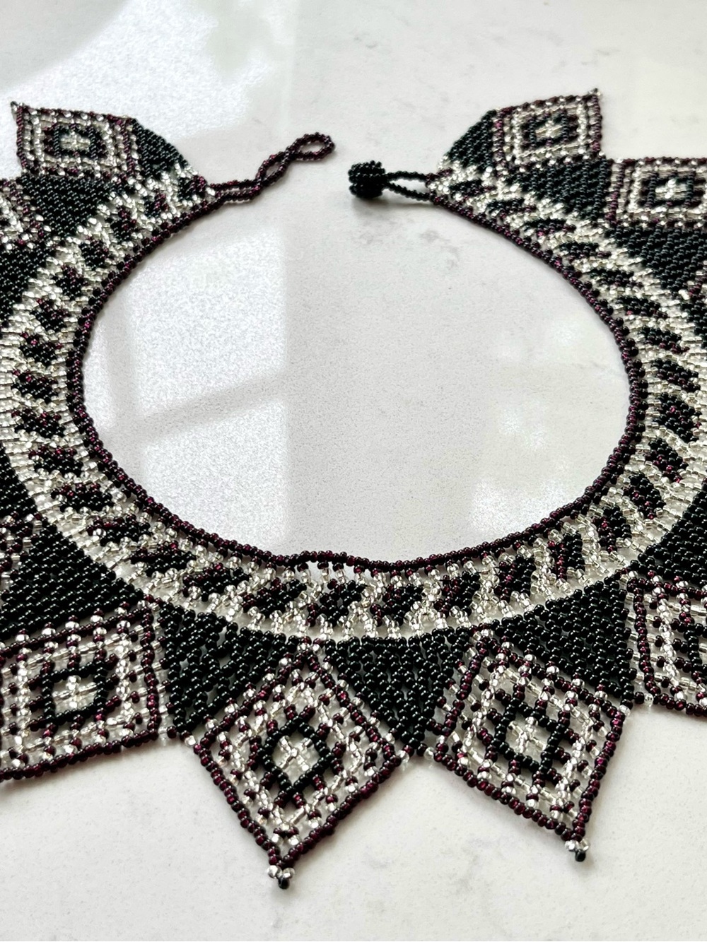 Vintage Handcrafted Seed Bead Collar Necklace